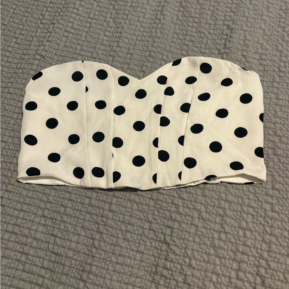 Altar'd State Black and White Polka Dot Crop Top size M
